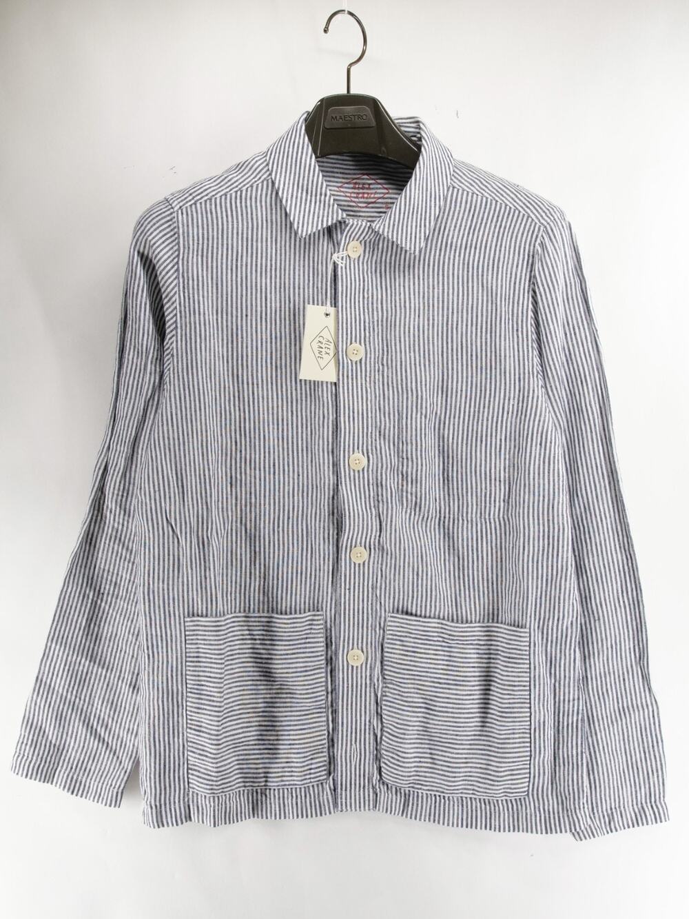 NWT Alex Crane Linen Kite Jacket Chore Lines Striped Shirt Jacket Linen Mens Sm
